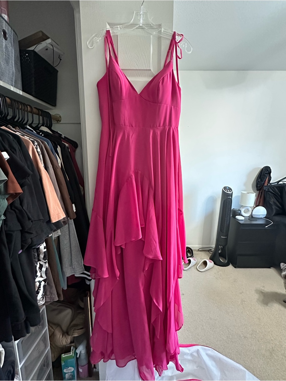 Azazie Fuchsia Ruffle Chiffon Maxi Dress - Picture 2 of 3